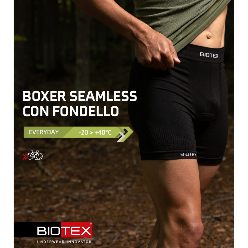 BIOTEX Bioflex Seamless Boxer fondello, Men's, Bioflex Seamless, 04 Nero