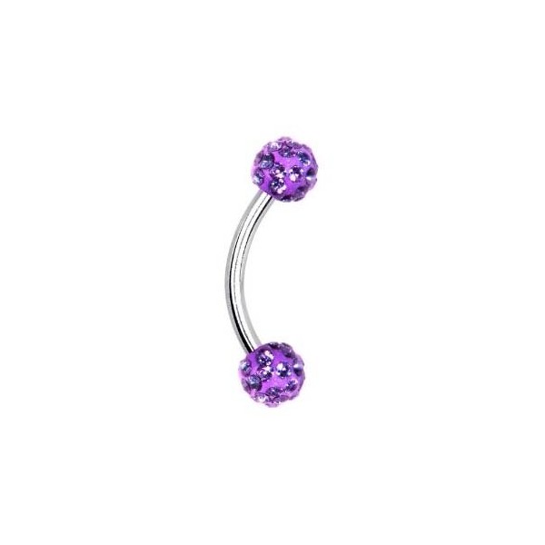 Purple cz Ferido Paved Many gem Ball Ring Made with Swarovski Elements Curved Barbell Eye Brow Eyebrow Tragus Lip Ring Rings - 16g