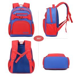 Sawkig Lightweight Small Backpack for Kids Kindergarten Preschool Backpacks for Boys Ages 2-4-6 (Red Navy Blue)