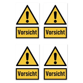 W001 W001 DIN EN ISO 7010 / ASR A1.3 Sticker 150 x 100 mm Pack of 4 Warning Word Warning Sign with Text (German) Yellow / Black