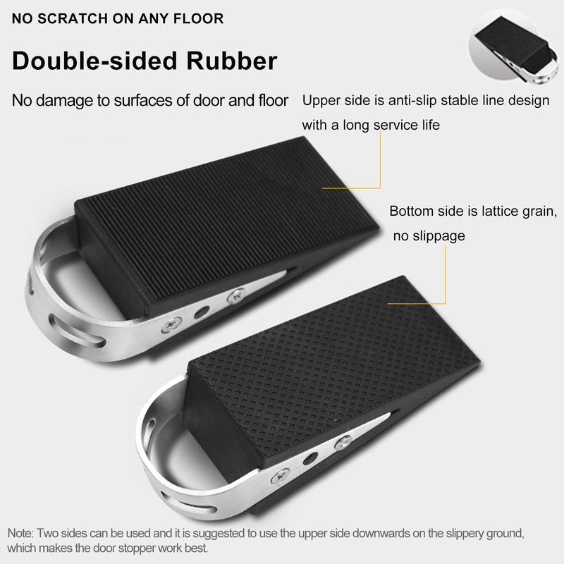 Door Stoppers, 2 Pack Heavy Duty Door Wedge Stopper to
