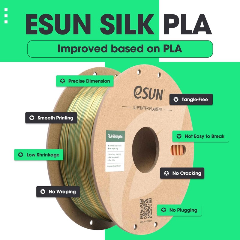 Silk PLA 3D Printer Filament 1.75mm,Blue Orange Green Triple Colors