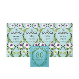 Pukka Herbs | Relax Organic Herbal Tea | Chamomile, Cardamon and Fennel | Perfect For Calming | 4 packs | 80 Sachets