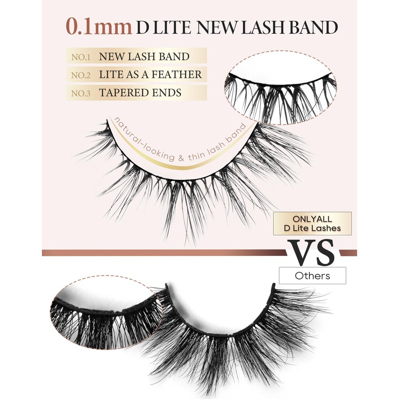 Onlyall Lashes Natural Look Soft Fluffy Lashes Short Eyelashes Lightweight