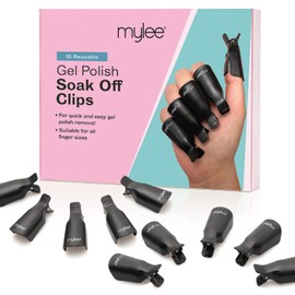 Gel Polish Soak Clips (Pack of 10) - UV/LED Nail Gel Polish Removal Clips - Nail Art Gel Remover Caps - Suitable for All Finger Types - Durable and Reusable Black