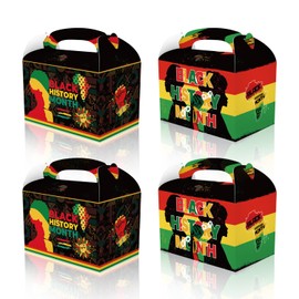 LOONELO Black History Month Table Party Decorations. Happy Black History Month Gift Boxes, Boxes for Candy, Treat, Goodie (Black-2)