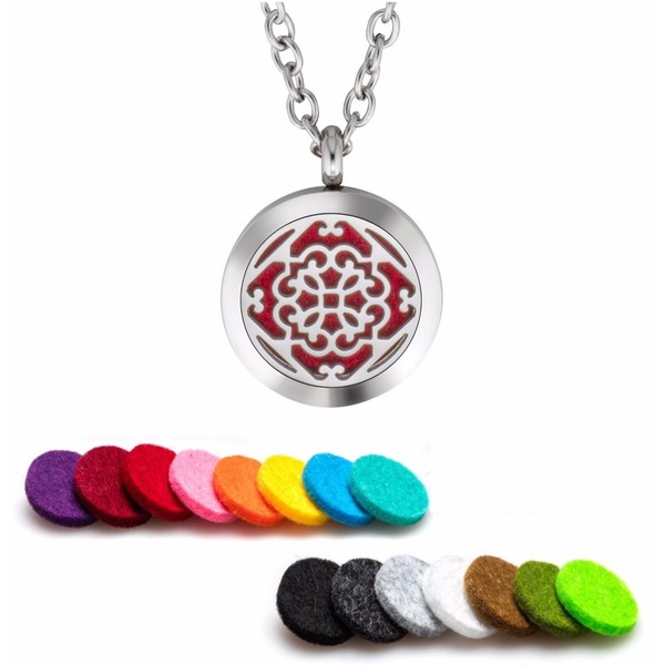 Essential Oil Diffuser Necklace Pendant Stainless Steel Aromatherapy E.B.L