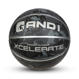 AND1 Xcelerate Rubber Basketball: Game Ready, Regulation Size 7 (29.5”) Streetball, Made for Indoor/Outdoor Basketball Games- Black Camo