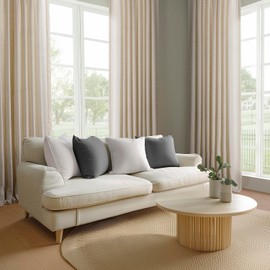 HPD Half Price Drapes - Raw Linen Weave Light Filtering Curtains for Bedroom 84 Inches Long (2 Panels) - Rod Pocket Curtains & Drapes for Living Room and Windows 1 Pair - 50 X 84, Ivory