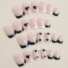 ANDGING Black French Tip Press on Nails Square Short Pink