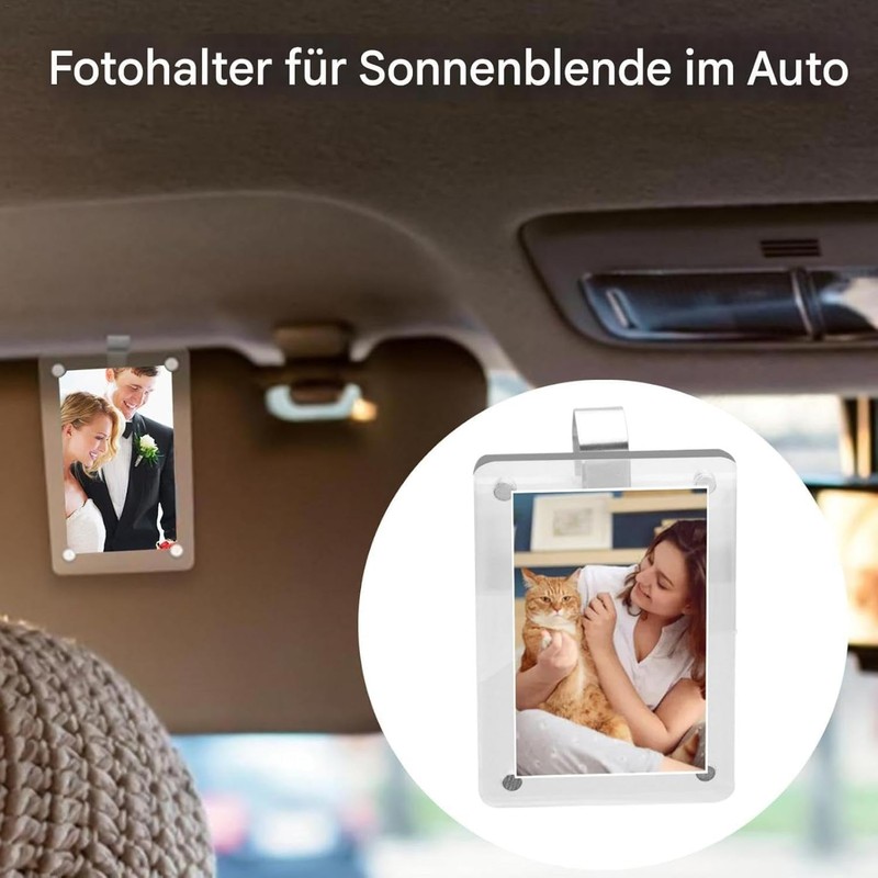 Shoyisenka 2 Pcs Magnetic Car Picture Holder, 2.5x3.6 Inch Acrylic