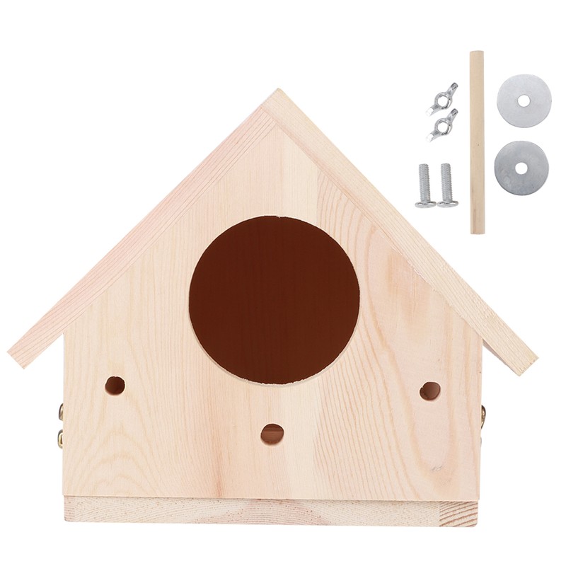 Outdoor Innovative Wooden Bird House Birds Nesting Breeding Cage Ornament