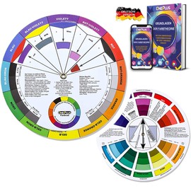 ONE+PLUS, Pack of 2, Colour Wheel, Colour Mixing Wheel, Colour Wheel, Colour Wheel Turntable, Deusch, Pocket Colour Wheel, for Painting, Design and Makeup (German Version)