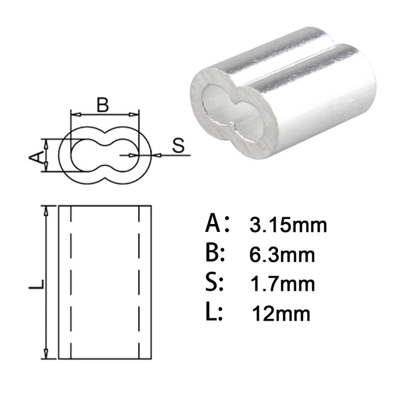 Futheda 100 pcs Aluminum Crimping Loop Sleeve Clips with Double