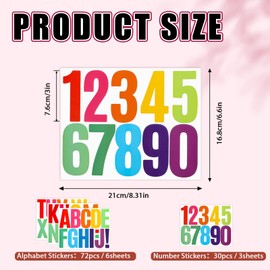 ZEYIYER 102PCS Letter Stickers, 3 Inch Large Vinyl Numbers and Letters, Waterproof Alphabet for Wheelie Bins, Mailbox, Window, Door Sign, Poster (Colorful)