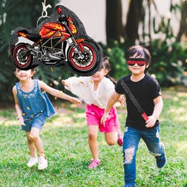 Motorcycle Pinata with Stick & Hanging Loop Car Pinata Game for Boys Motorcycle Truck Party Decorations Race Car Theme Birthday Carnival Party Supplies