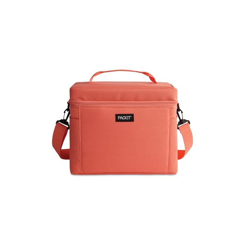 PackIt Freezable Newport Cooler, Papaya, Collapsible, Reusable, Built with EcoFreeze
