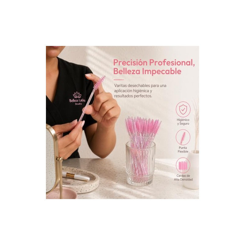 Cosmetic Brush 10 Cm 50 Unidades Cepillo Pesta?as | Rosado,