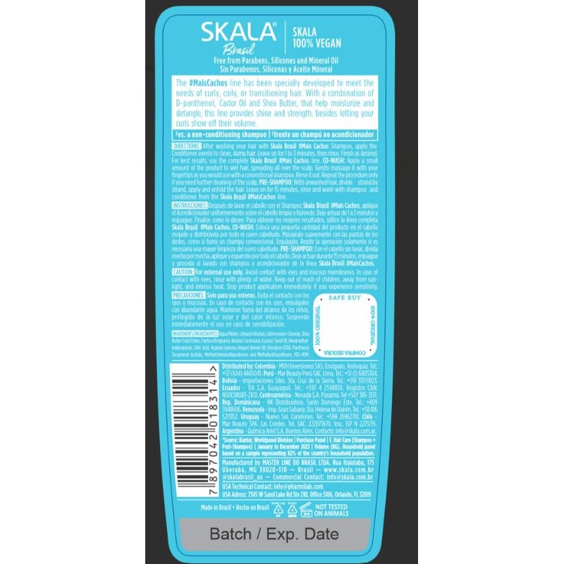 SKALA Expert Mais Cachos Shampoo and Conditioner 325 Ml Kit