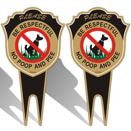 No Peeing No Pooping Dog Sign Double Sided Metal No Dog Poop Sign for Yard with Stake 12"x6" Please Be Respectful Stop Dogs from Pooping Peeing On Your Lawn Yard Sign Protect Your Property small 2 Pack