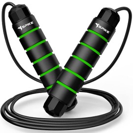 Spike Heavy Skipping Rope, Tangle-Free Rapid Speed Jumping Rope Cable with Ball Bearings for men, WoMen, and Kids, Adjustable Steel Skipping Rope Workout with Foam Handles for Fitness, (Green)