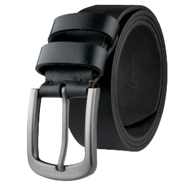 Latocco Leather Belts for Men, Black, 42