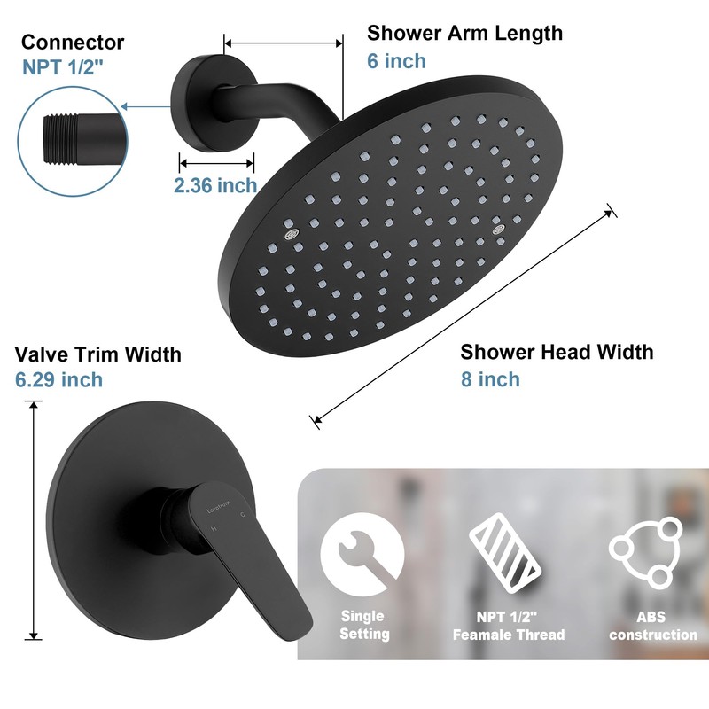 Lavatrum Mate Black Shower Head and Handle Set Single Spray