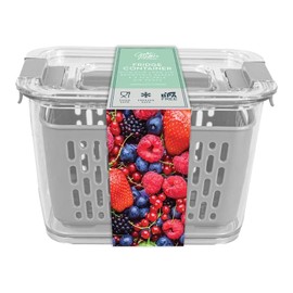 Fridge Container with Removeable Basket Fresh Fruits Vegetables Storage Box Food, Freezer safe and BPA free