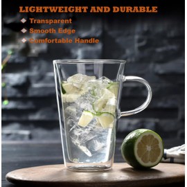 13oz Glass Coffee Mugs with Handles, Set of 2 Double Wall Insulated Espresso Cups,Clear Borosilicate Mugs for Cappuccino,Latte,Tea, Milk,Beverage,Wine,Hot and Cold Drinks