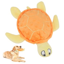 TONYFY Squeaky Sea Turtle Plush Dog Toy - Durable, No Stuffing, Interactive Chew Toy for Small Dogs - Relieve Anxiety, Teething, and Keep Them Busy for Puppy(Orange)