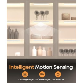 Under Cabinet Lighting, LED Motion Sensor Light Indoor, USB Rechargeable Closet Lights Battery Operated, Stick On Magnetic Wireless Dimmable Under Counter Lights for Kitchen, Stairs