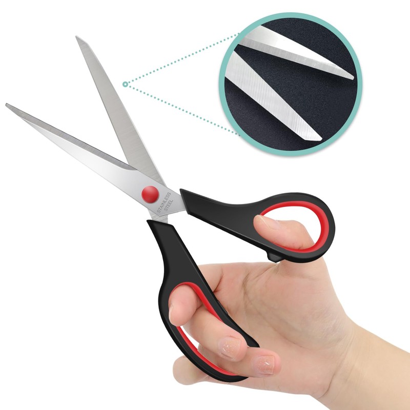 Scissors Bulk 6 Pack,8" Multipurpose Heavy Duty Sharp Scissors,Stainless Steel