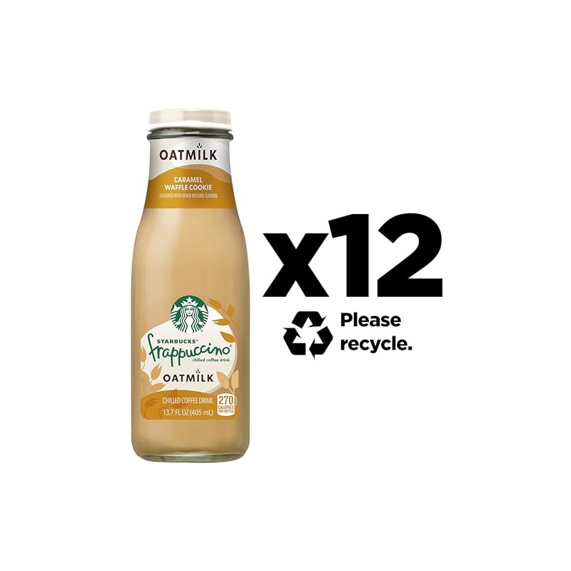 Starbucks Oatmilk Frappuccino, Coffee Drink, Caramel Waffle Cookie Oat Milk,