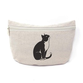 Custom Canvas Makeup Bag Tuxedo Cat Black White B School Supplies Pencil Tote Pouch 9x6 Inches Natural Design Only