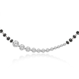 MINUTIAE Crystal Diamond Tanmaniya Mangalsutra Pendant Necklace For Women With Extendable Chain (Silver)