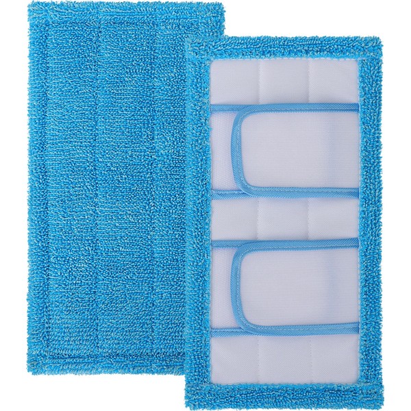 HINSOCHA 2 Pack Reusable Mop Pads Compatible with Swiffer Sweeper Mop - Washable Microfiber Mop Replacement Pads Refills