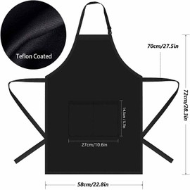 DDSHUN Kitchen Apron Adjustable Bib Chef Aprons with 2 Pockets Cooking Apron Unisex Women Men Aprons Perfect for Home Kitchen, Baking, Gardening, Restaurant, Coffee house BBQ - Black