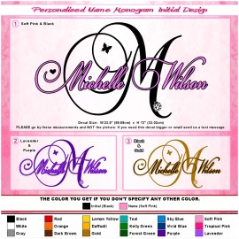 Oracal Name & Initial Monogram Wall Sticker Vinyl Lettering Girl Boy bedroom Decal 108