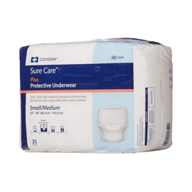 Covidien 1605 SureCare Protective Underwear, Heavy Absorbency, Medium, 34" - 46" Size (Pack of 20)