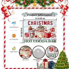 Joyline Vintage Christmas Decor Gifts Rustic Hot Cocoa Bar Fresh Baked Cookies Cakes&Treats Tin Sign for Home Farmhouse Kicthen Cafe Bar Wall Decor 8 x 12 inches (3238)