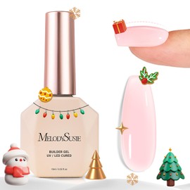 MelodySusie Builder Nail Base Gel Nude Pink Builder Gel for Nails Thickening, Soak Off UV Gel,Extension Gel Rhinestone Nail Glue Gel in a Bottle for Nail Art Design Gift for Women-104