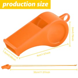 Zuazaor 5 Pcs Loud Plastic Emergency Whistle with Lanyard for Outdoor Activities, Coach Trainning Whistles Party Whistles for School Sports and Kids Parties Gift Boxes Fillers (Orange)