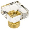 10 Pack - Cosmas 6377BB-C Brushed Brass Cabinet Hardware Square Knob with Clear Glass - 1-3/8" Squared