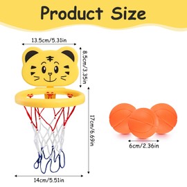 virkwuy Kinder Badewanne Basketball Korb, Pool Spielzeug Basketball Korb, Toomies Badespielzeug Basketball Hoop, Geeignet für Bäder, Kinderzimmer, Wohnzimmer und Andere Glatte Oberflächen (Tiger)