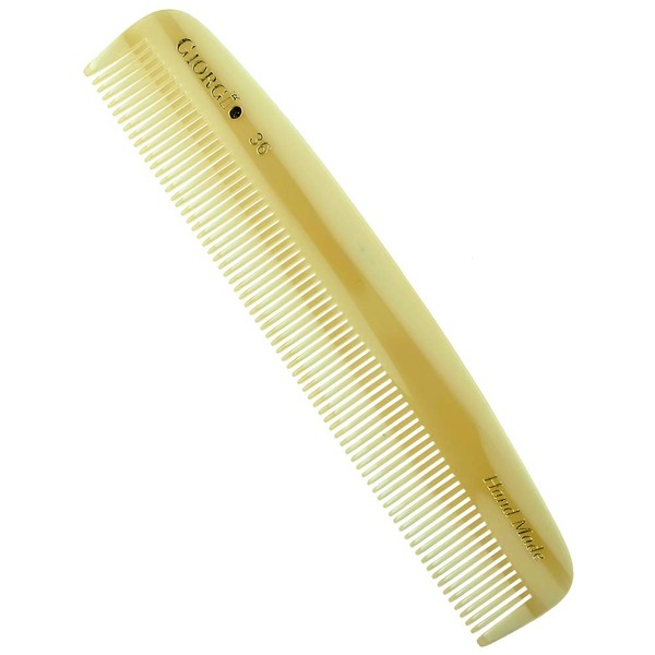 Giorgio G36 Giorgio's Classic Mustache and Beard Comb - Fine Tooth Pocket Comb for Everyday Hair Care - Sawcut and Hand Polished Pocket Comb and Styling Comb - Luxury Imitation Horn Travel Comb