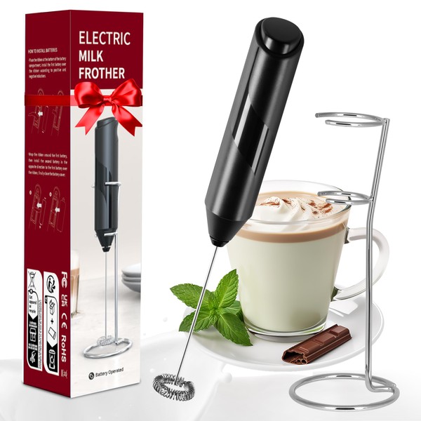 HealSmart Milk Frother Handheld, Battery Operated Whisk Maker with Stainless
