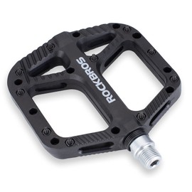 RockBros Bicycle Pedals, Nylon Composite Flat Pedals, 9/16-Inch Mountain Bike Pedals, 3-Bearing, Non-Slip, Waterproof, Anti-Dust, black