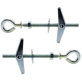 M6 x 80mm Butterfly Anchors Spring Toggles with Closed Hook for Plasterboard Hollow Wall Fixings (Pack of 2)