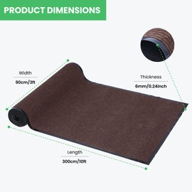 GOCEZIA Commercial Runner Rug, 3 x 10 FT Entrance Floor Mat Area Rugs Hallway Carpet with Non-Slip PVC Backing Indoor Outdoor Home Doormat for Office Balcony Corridor Kitchen Garage(Brown)