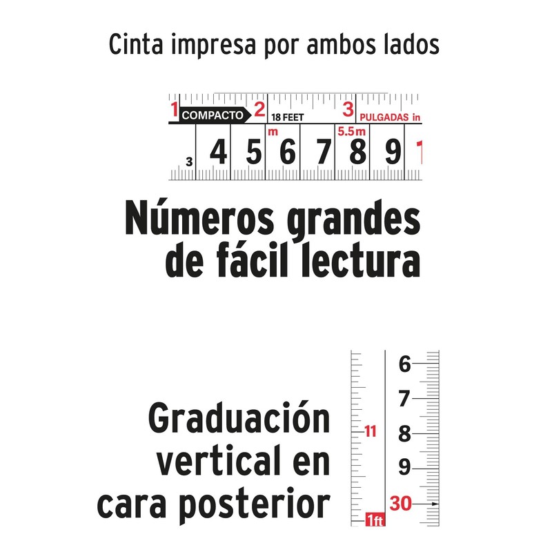 Truper FCG-5M, Flexómetro compacto contra impactos 5 m cinta 19